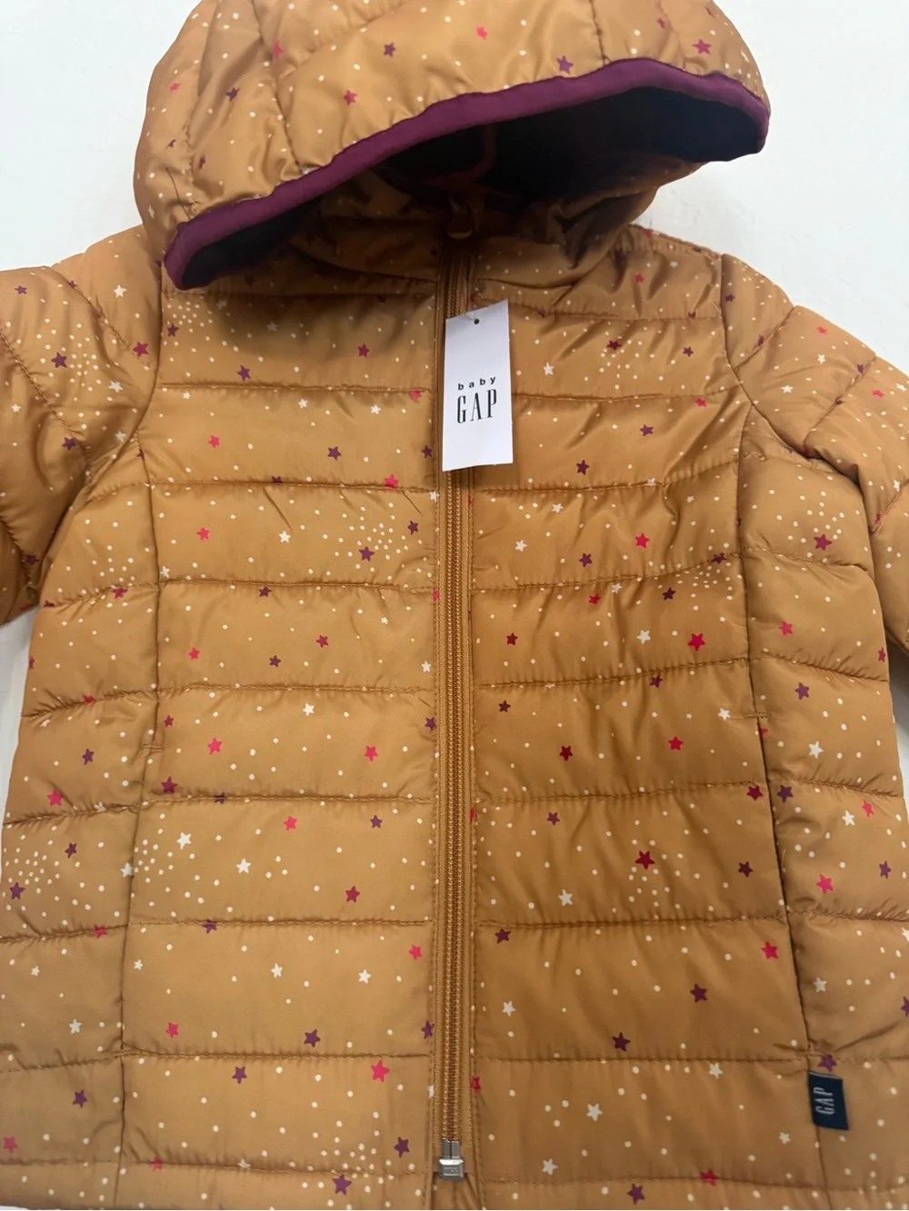 Baby Gap Mustard Star-Print Quilted Puffer Jacket